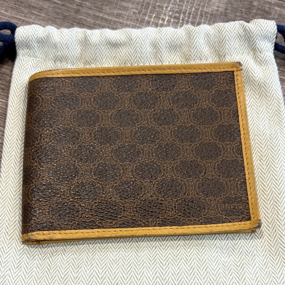 Celine Brown and Tan Leather Bifold Wallet